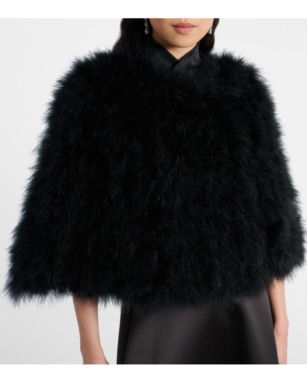 Yves Salomon Black Faux Fur Cape