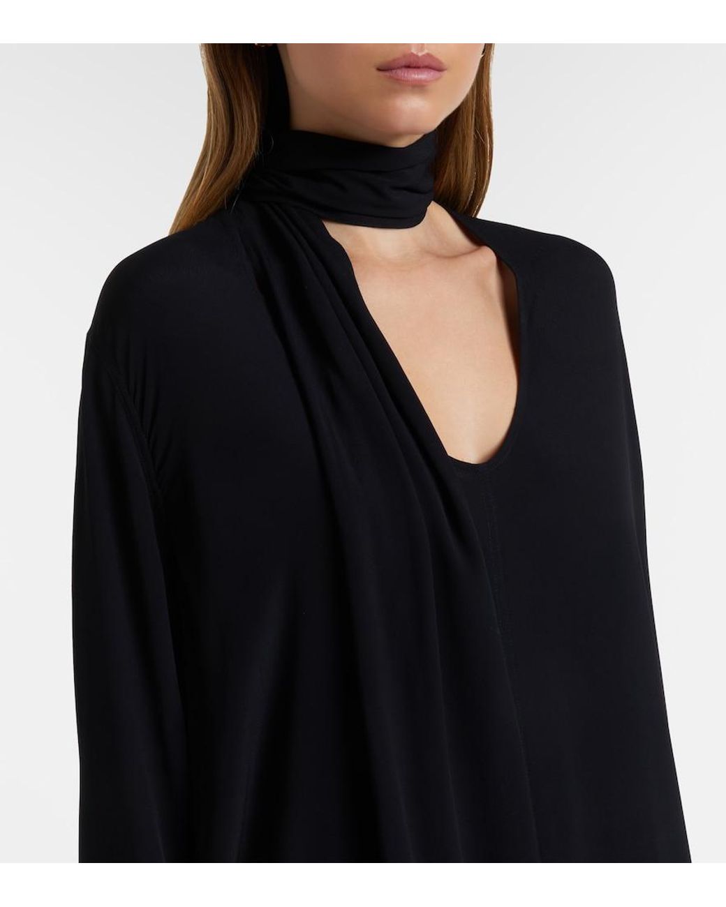 Totême Black Tie-Neck Maxi Dress