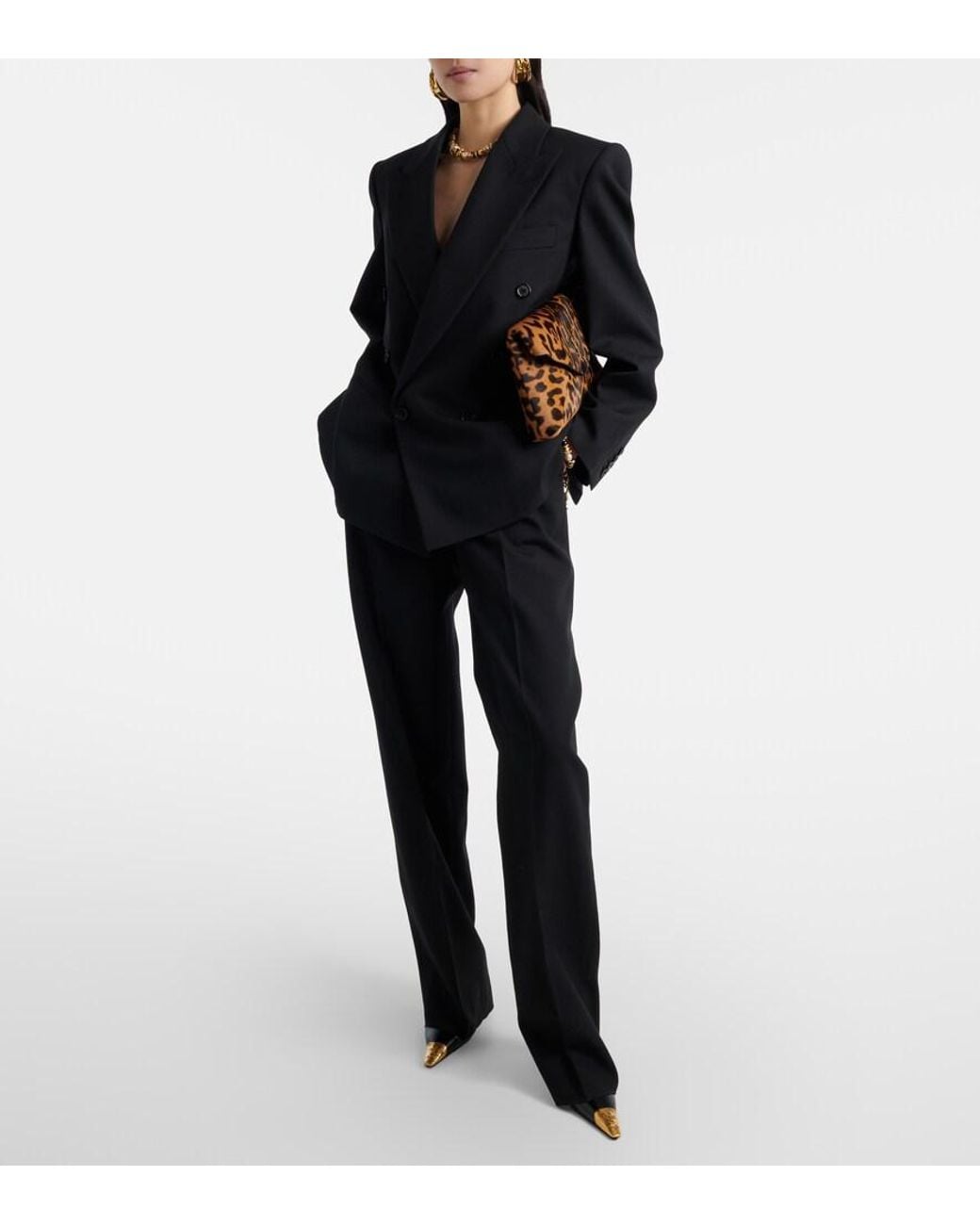 Saint Laurent Black Jeanne 75 Leather Slingback Pumps