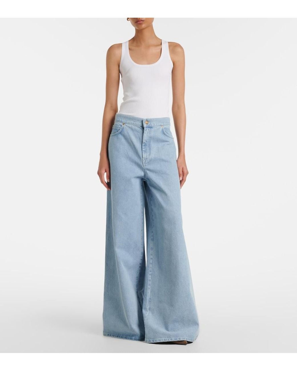 Max Mara Blue High-Rise Wide-Leg Jeans