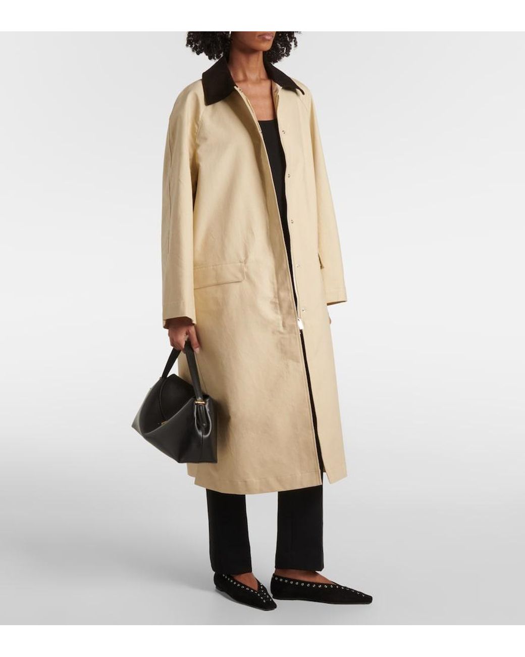 Totême Natural Corduroy-Trimmed Cotton Gabardine Coat