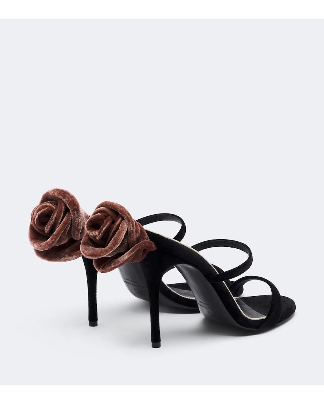 Magda Butrym Black Floral-Applique Velvet Mules