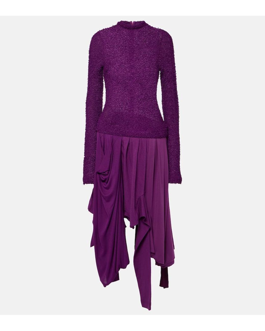Acne Purple Damage Pleated Cotton Midi Dress