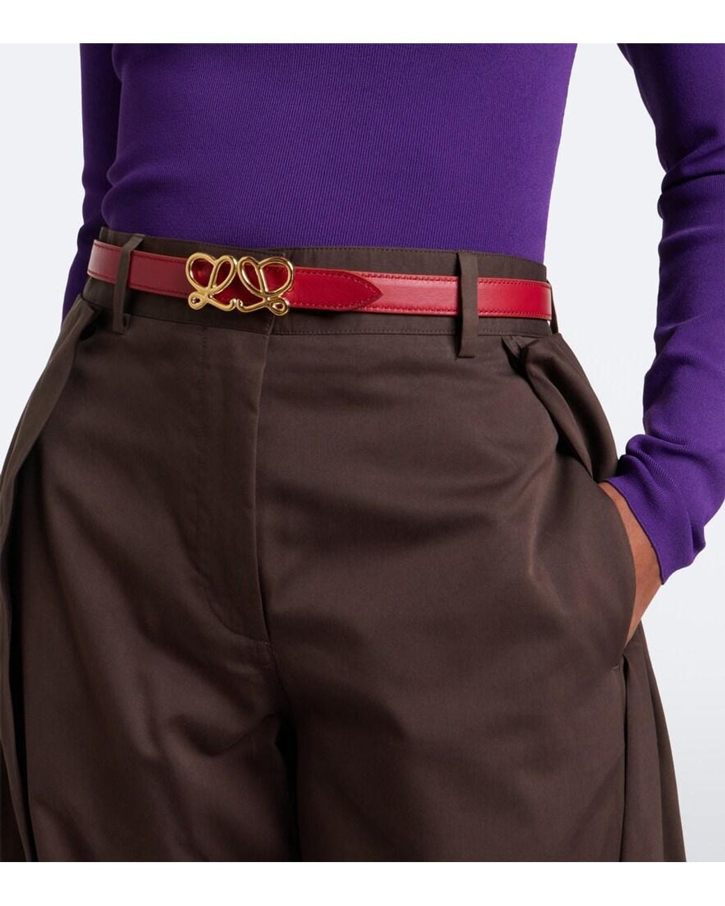 Loewe Red Double L Reversible Leather Belt
