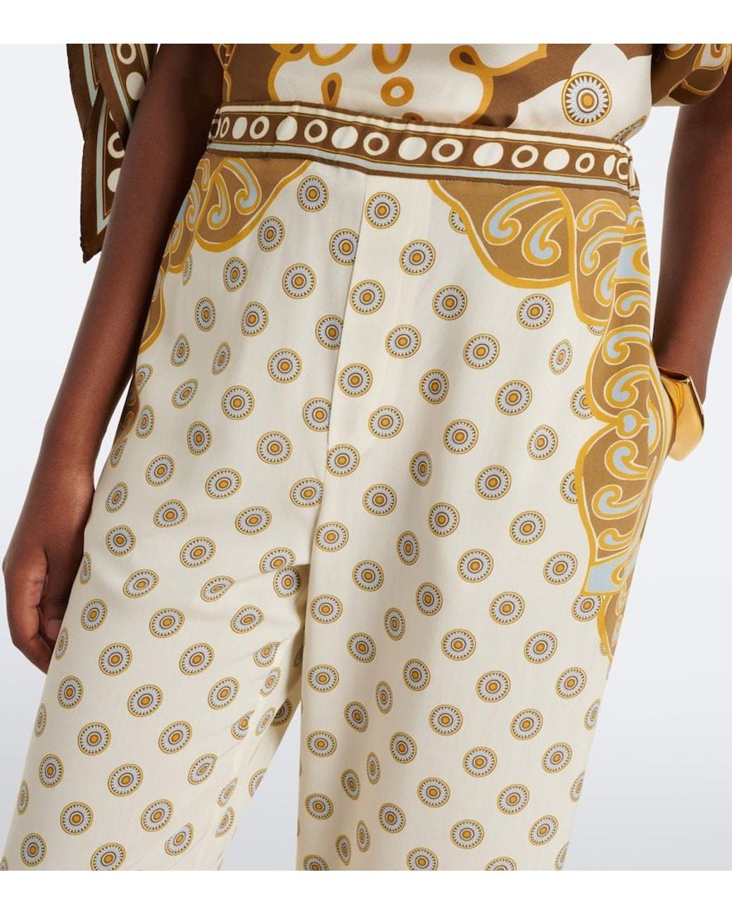 LaDoubleJ Natural Club Printed Wide-Leg Pants