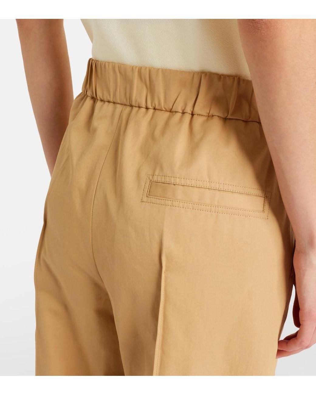 Jil Sander Natural Cotton Drill Wide-Leg Pants
