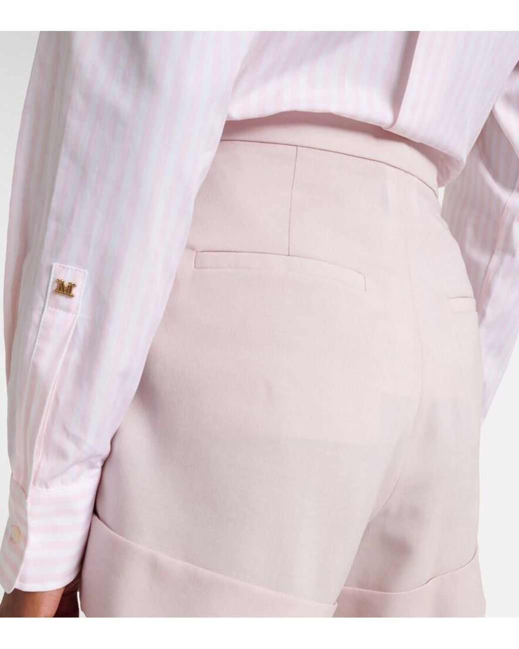 Max Mara Pink Celebre Wool-Blend Shorts