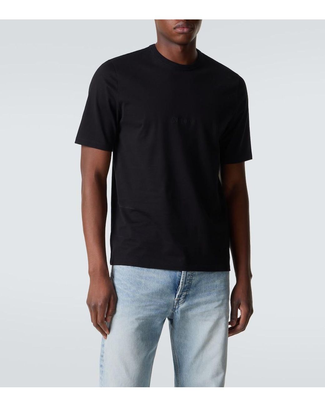 Saint Laurent Black Logo Cotton Jersey T-Shirt for men