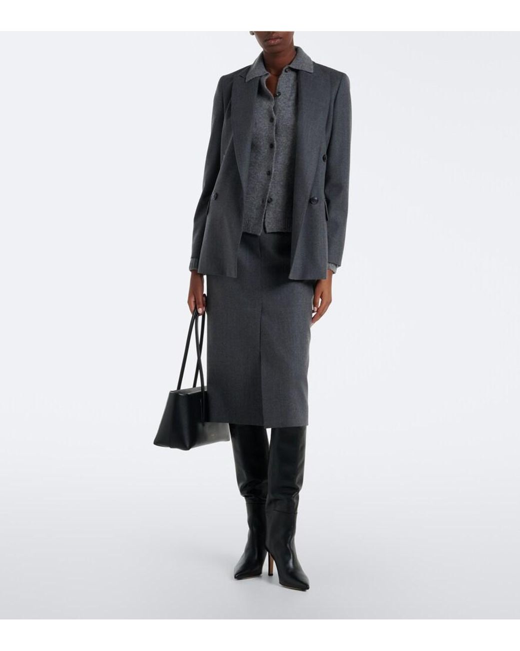 Max Mara Gray Cashmere-Blend Cardigan