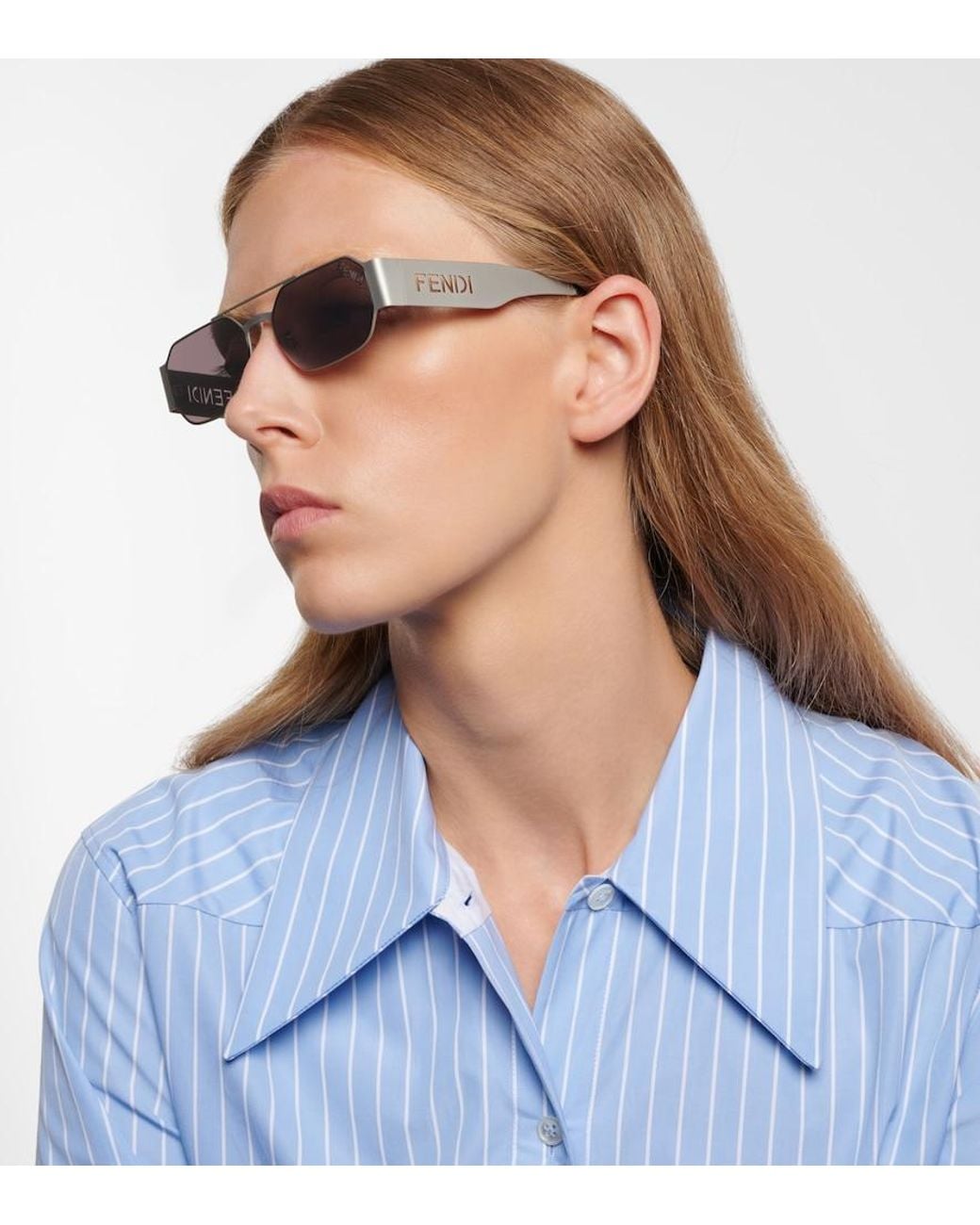Fendi Blue Eckige Sonnenbrille