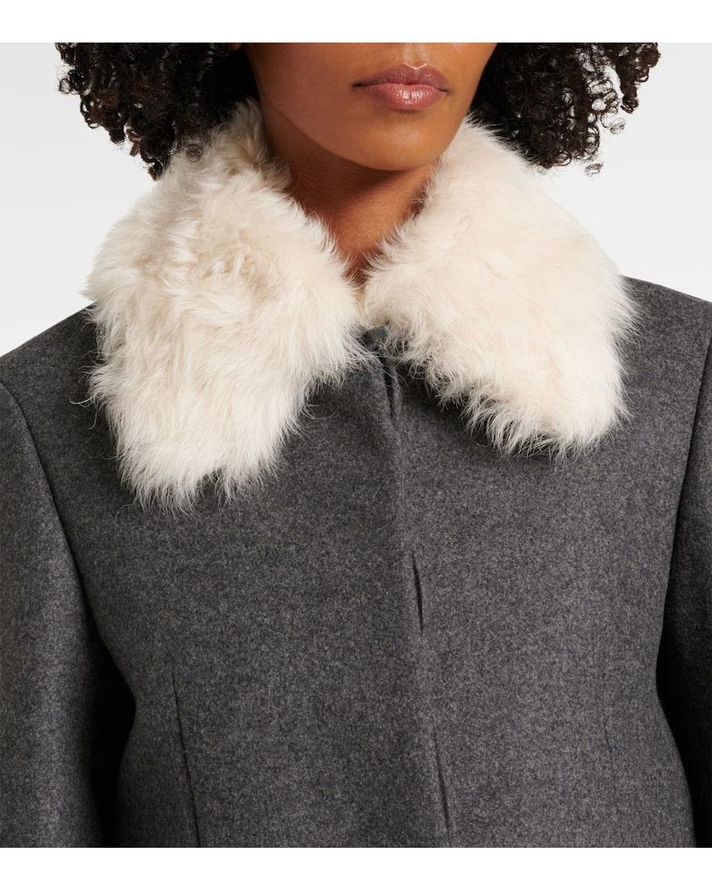 Totême  Black Shearling-Trimmed Wool-Blend Jacket