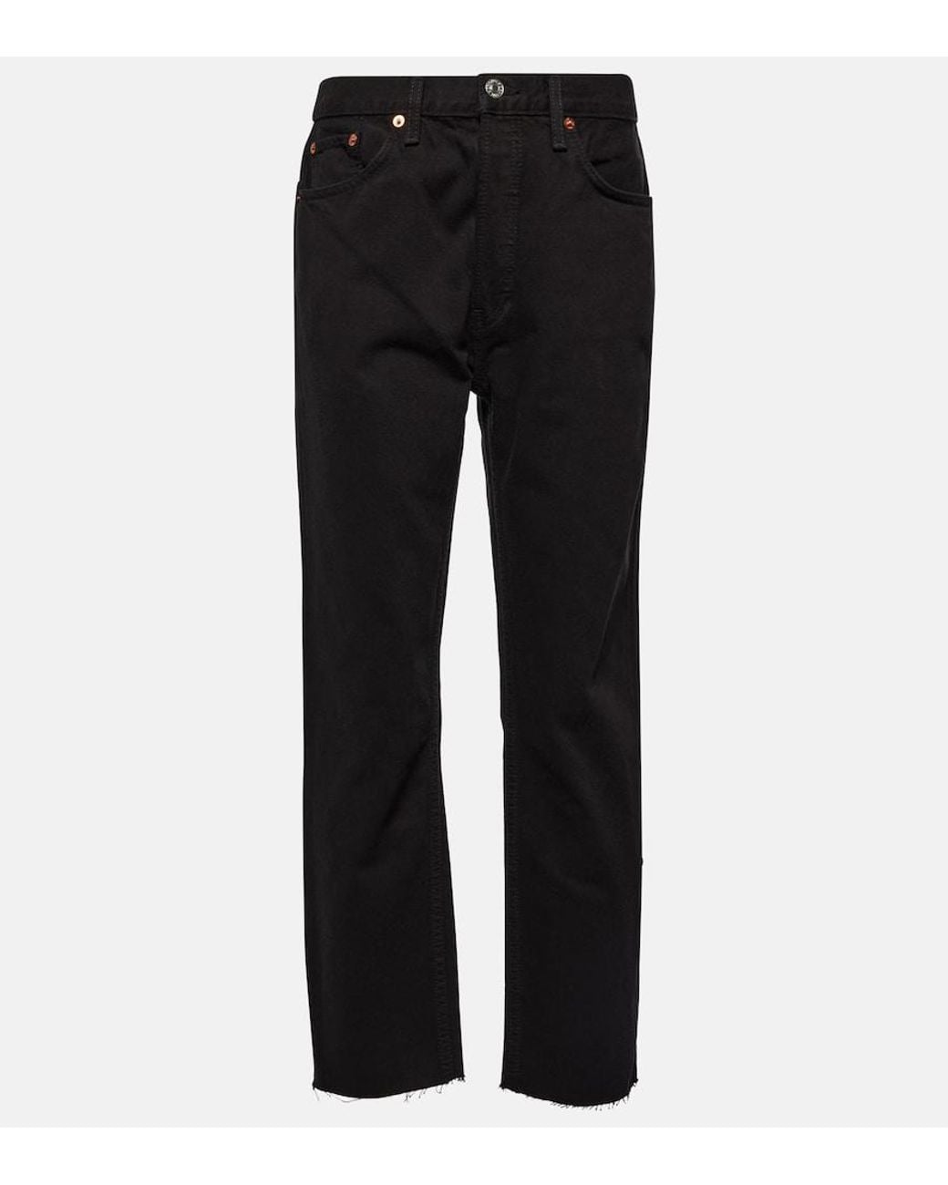 Re/done Black '70S Stove Pipe Straight Jeans