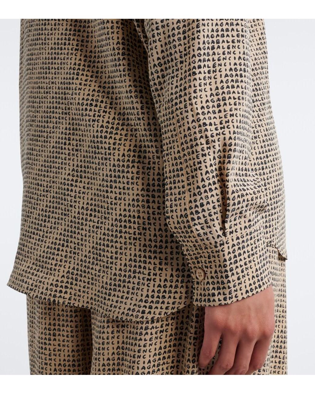 Balenciaga Brown Printed Silk Shirt