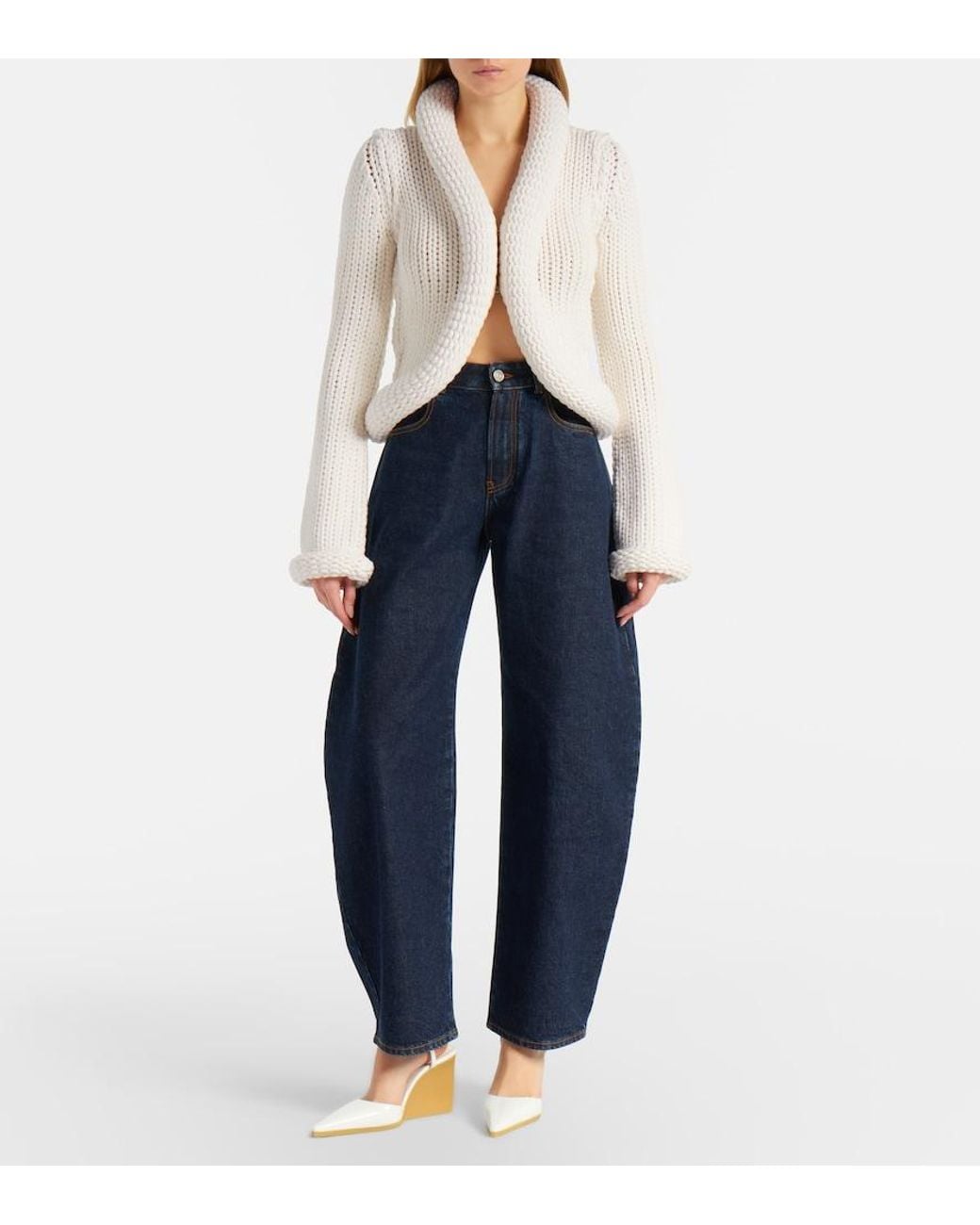 Alaïa White Padded Wool-Blend Cardigan