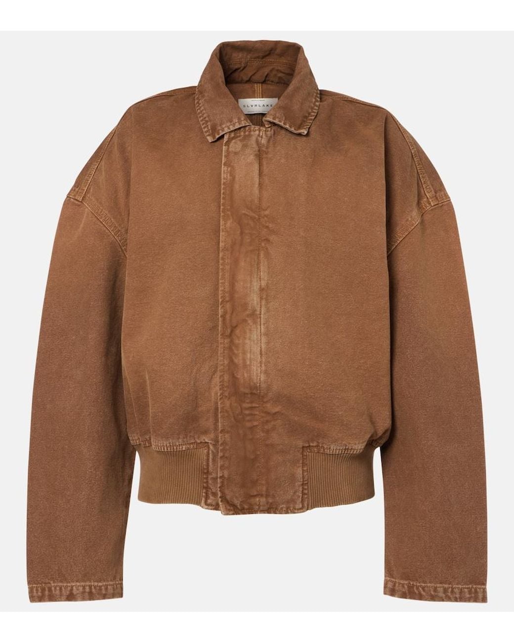 SLVRLAKE Denim Brown Harlem Cotton Canvas Bomber Jacket