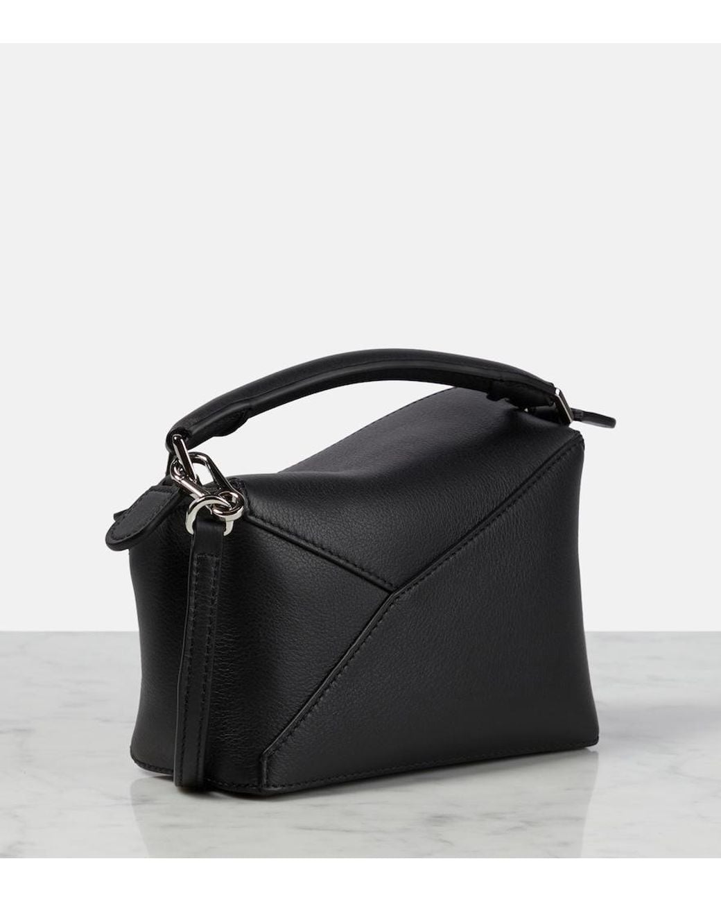 Loewe Black Puzzle Edge Mini Leather Top-Handle Bag