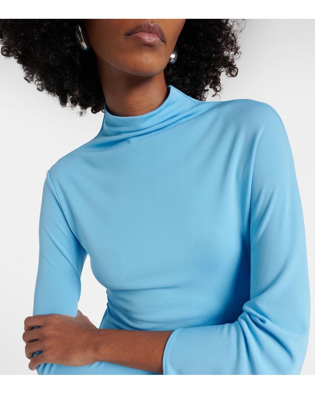 Stella McCartney Blue Draped Jersey Midi Dress