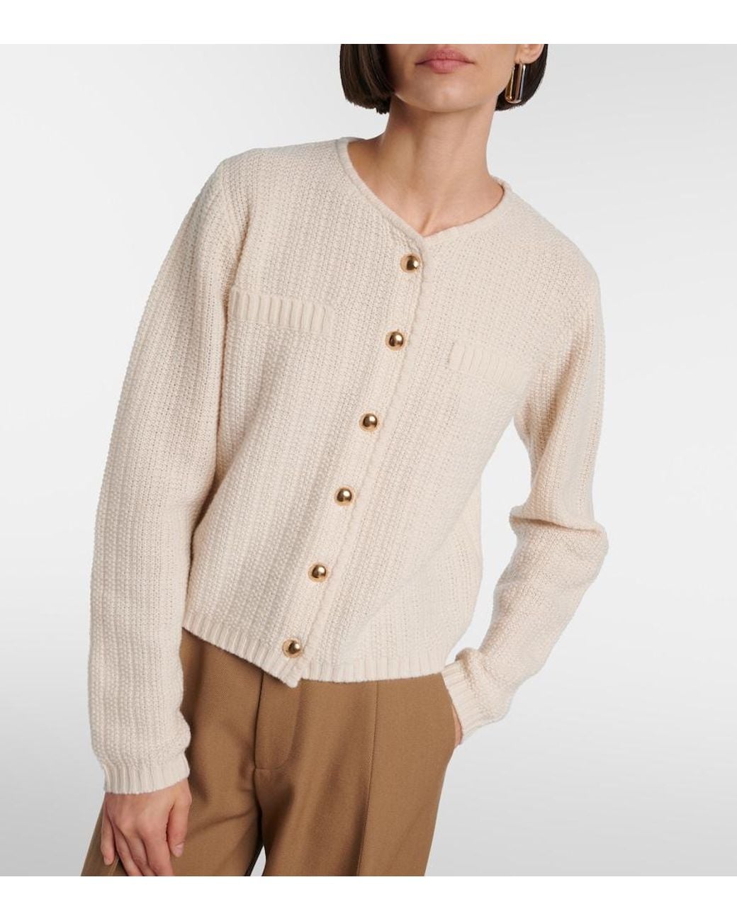 Jardin Des Orangers Natural Wool And Cashmere Cardigan