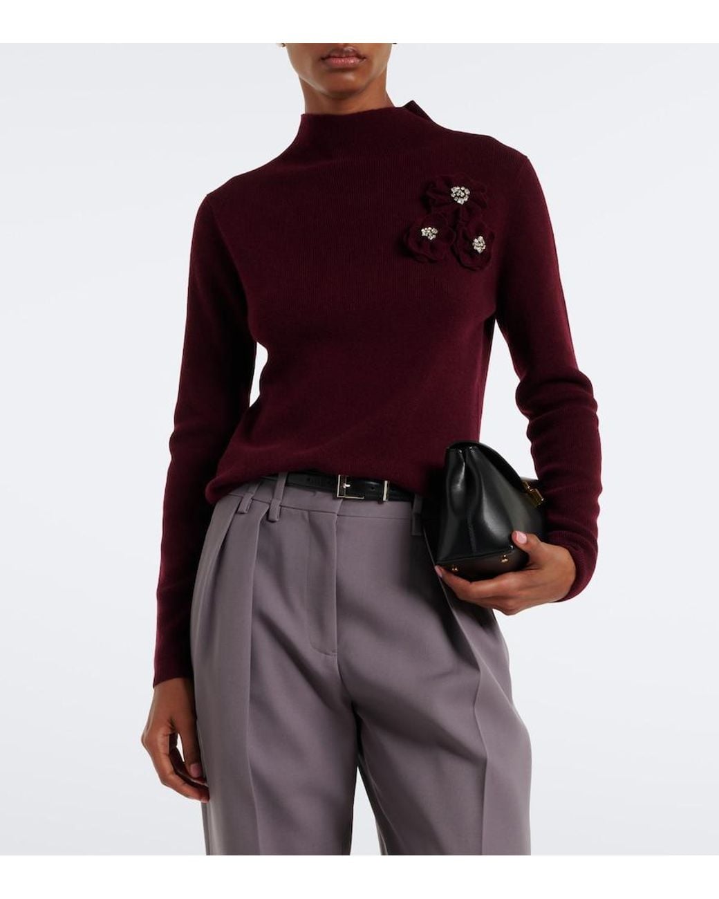 Jardin Des Orangers Purple Embellished Wool And Cashmere Sweater