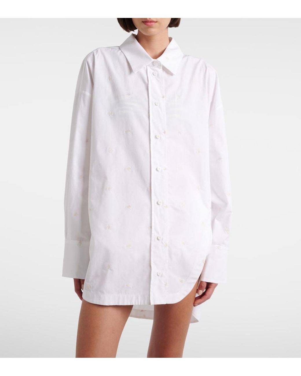 The Attico White Embroidered Cotton-Blend Poplin Shirt