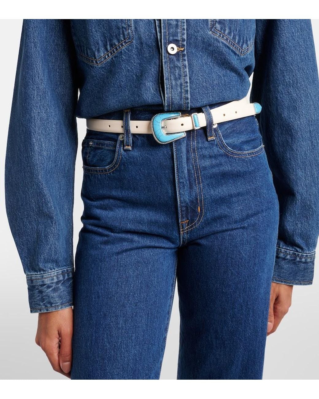 DEHANCHE Blue Travertine Leather Belt