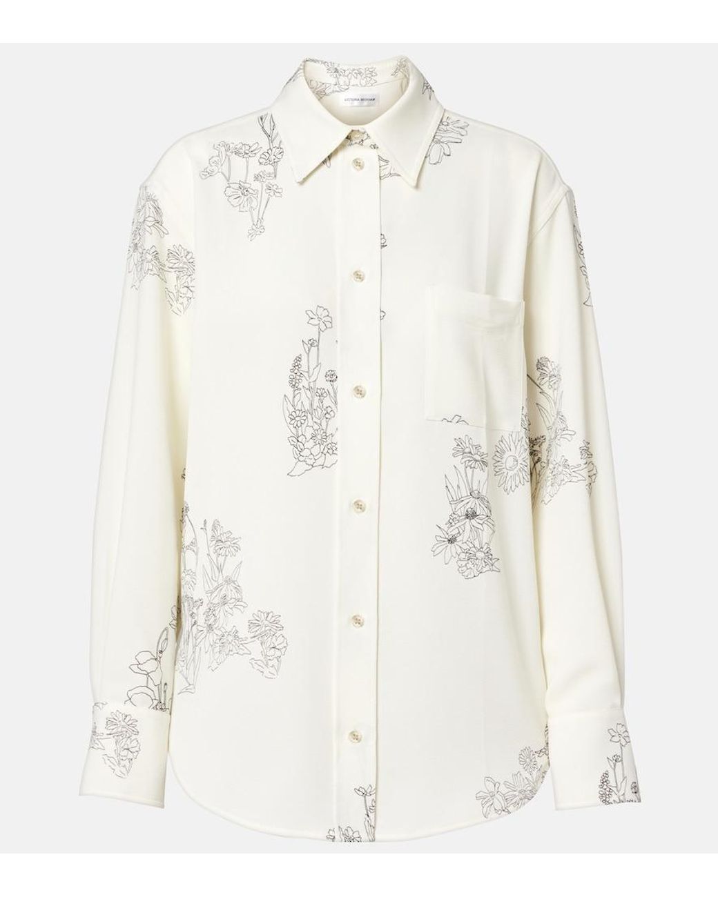 Victoria Beckham White Floral Shirt