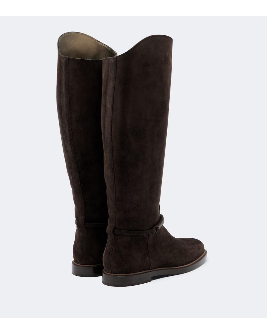 Brunello Cucinelli Brown Monili Suede Knee-High Boots