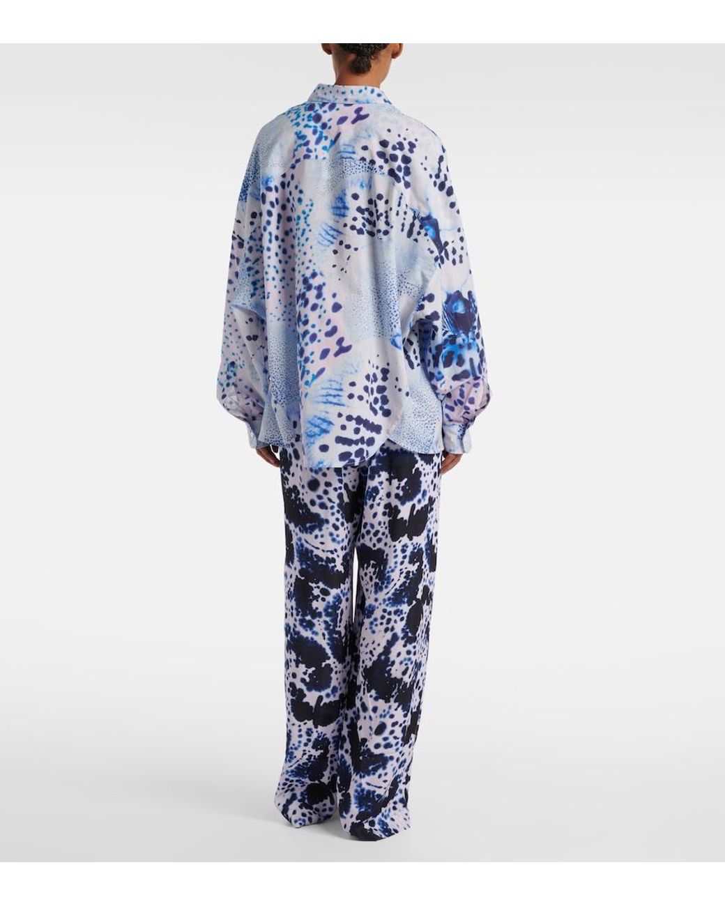 Camisa De Algodon Estampada Dries Van Noten de color Blue