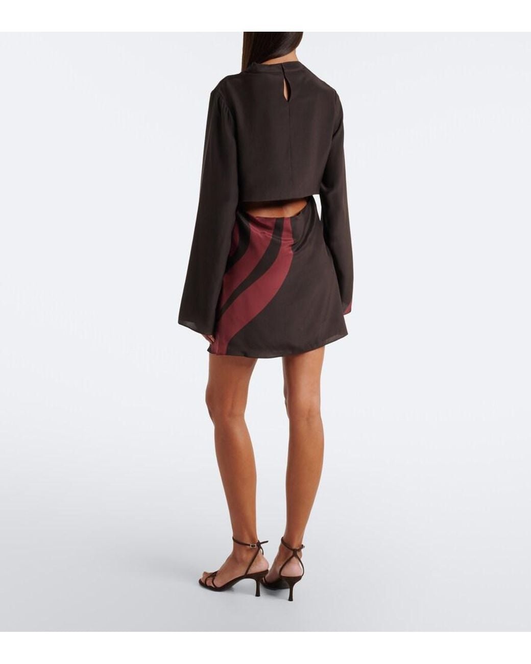 Sir Black Printed Silk Satin Minidress