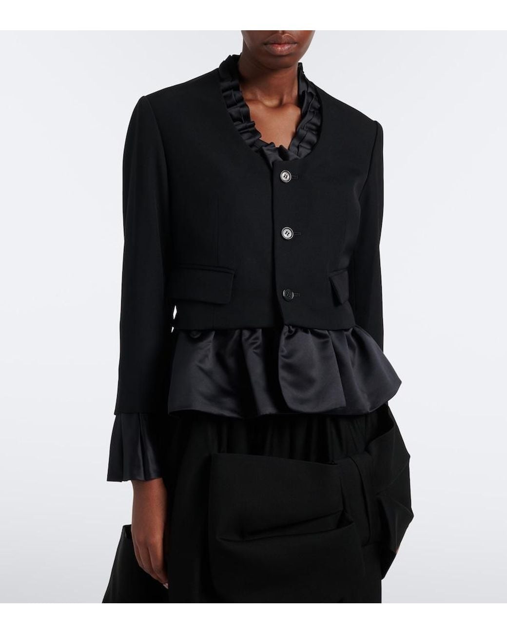 Noir Kei Ninomiya Black Ruffled Peplum Wool Jacket