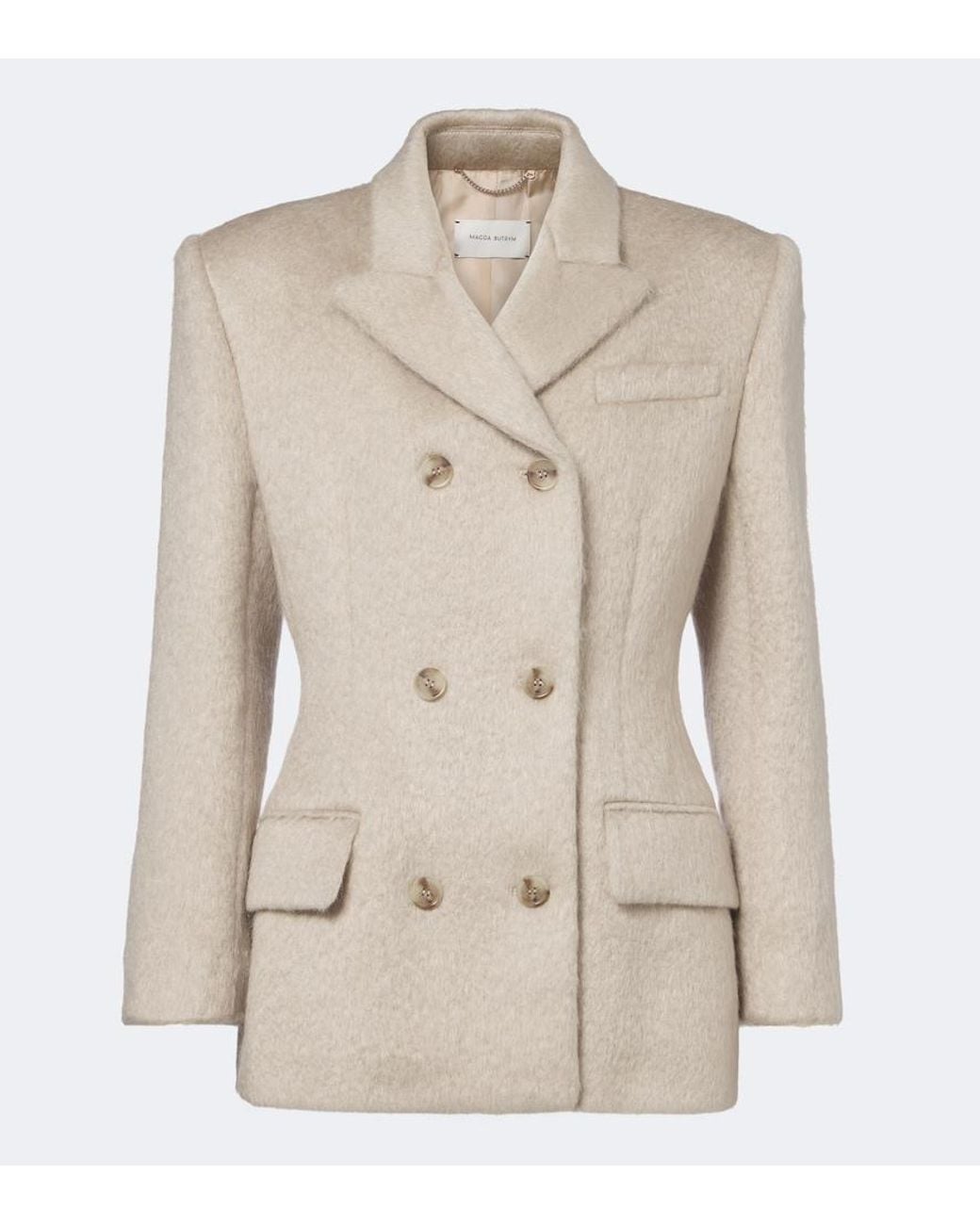 Magda Butrym Natural Double-Breasted Wool-Blend Blazer