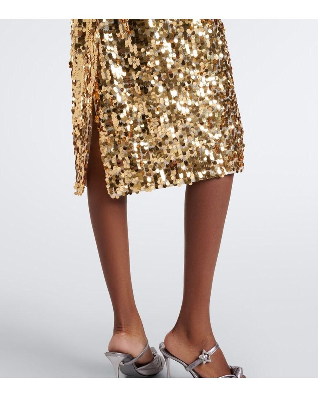 Dolce & Gabbana Metallic Sequined Midi Dress