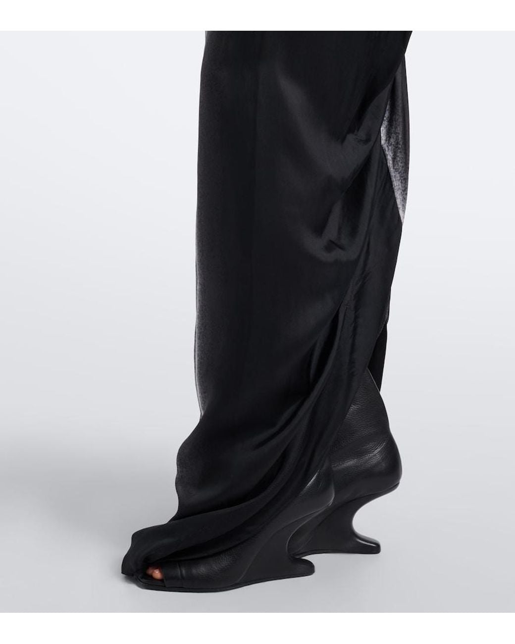 Rick Owens Black Dagger Printed Satin Maxi Dress