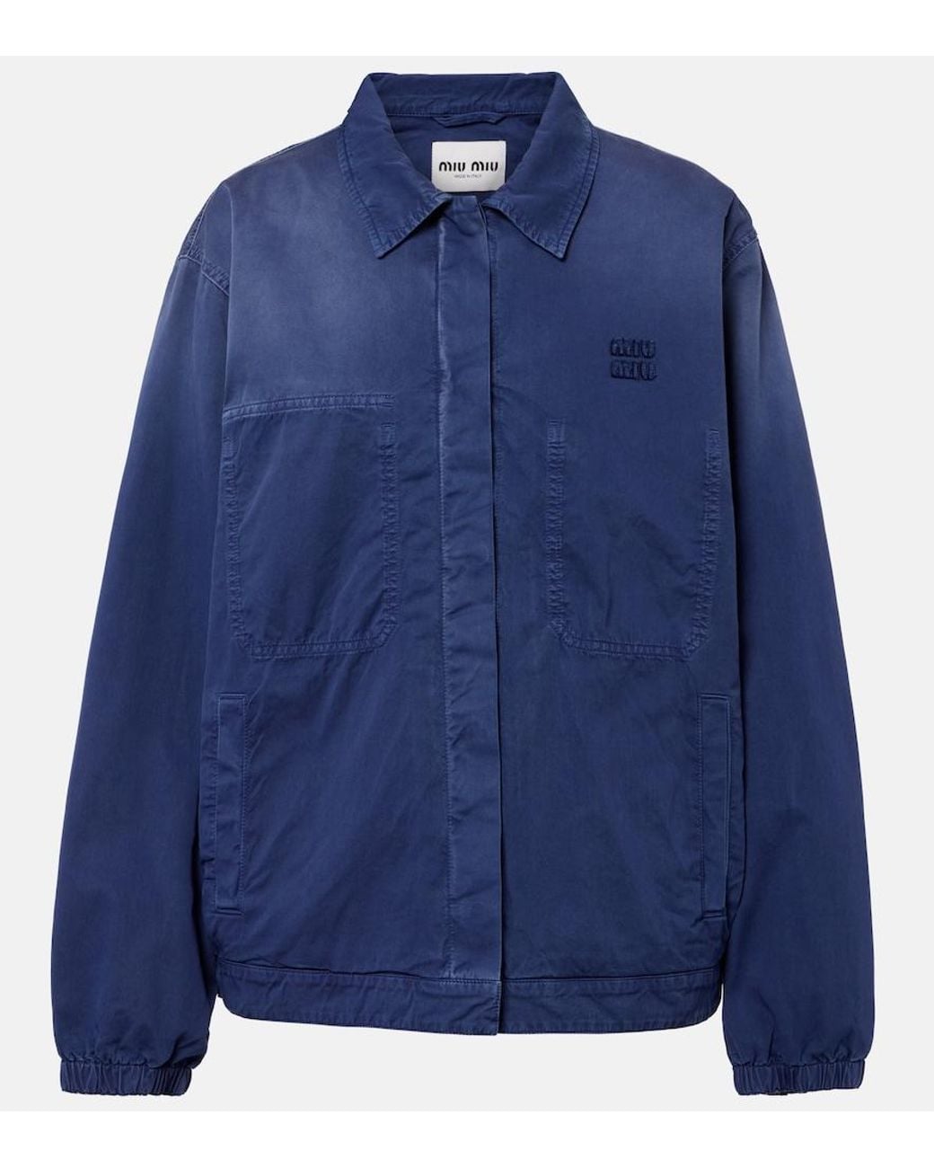 Miu Miu Blue Cotton Twill Blouson Jacket
