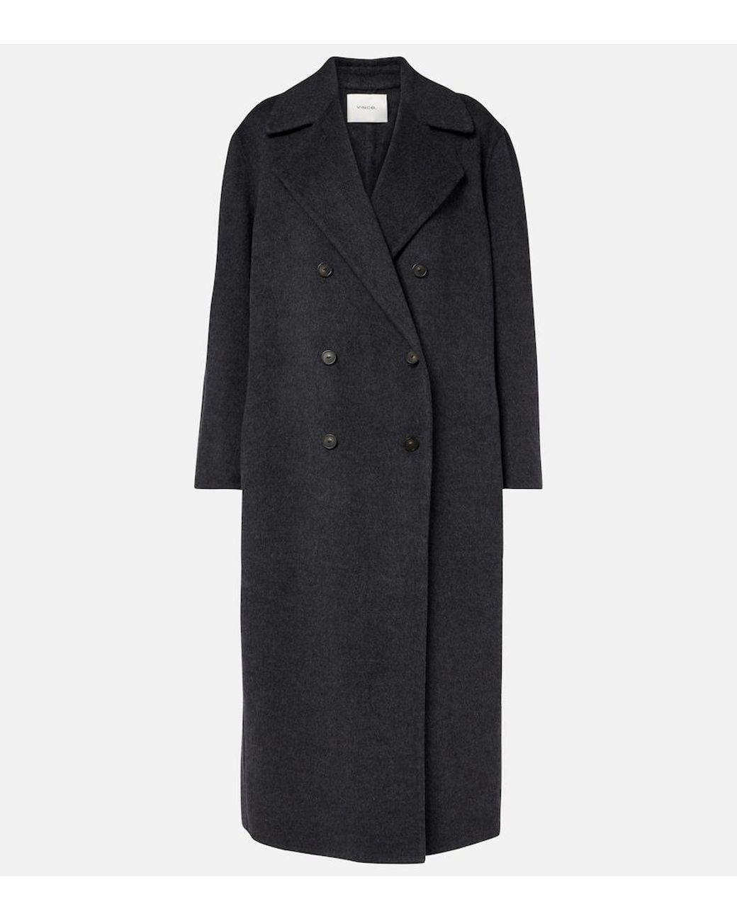 Vince Black Double-Breasted Wool-Blend Coat