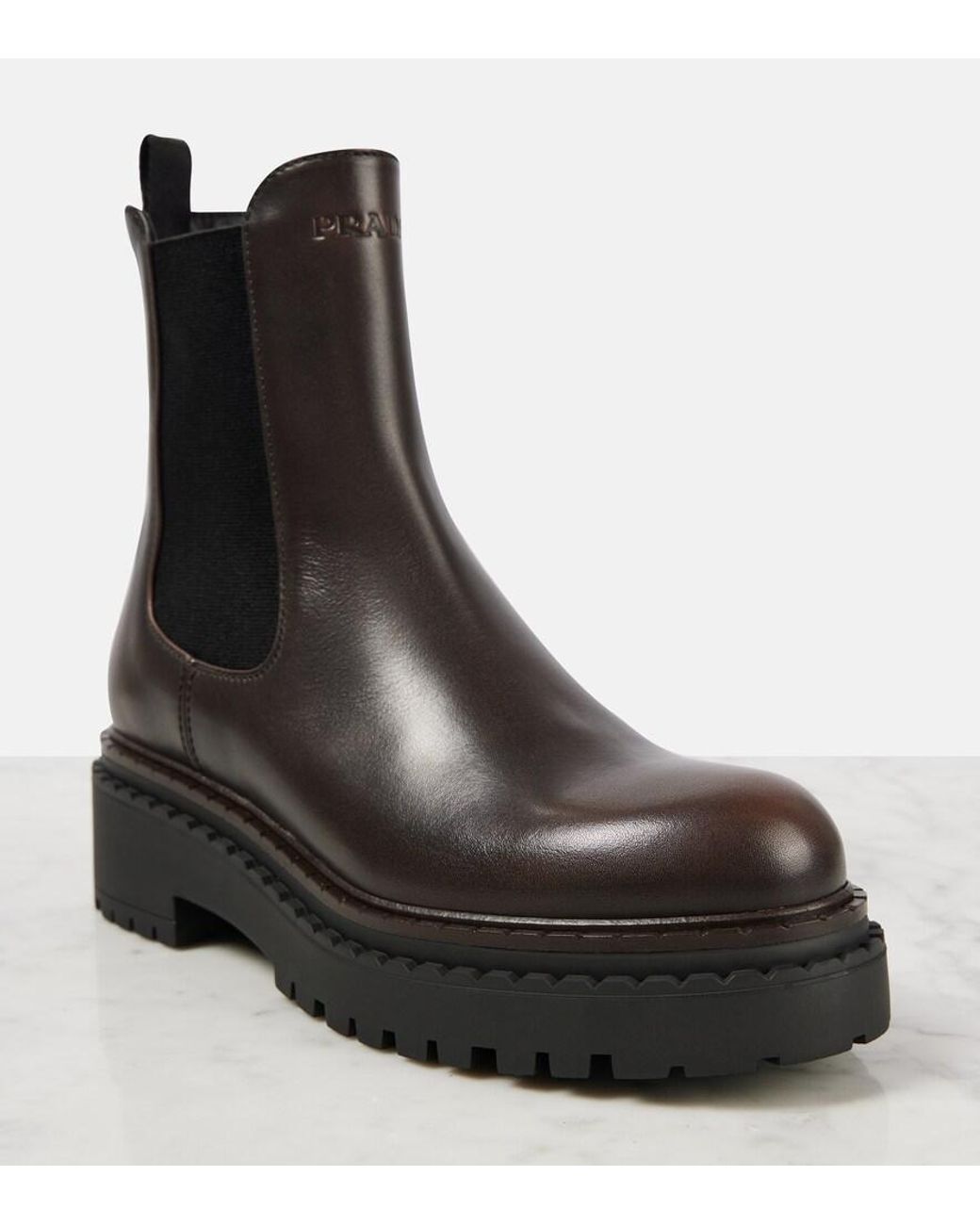 Prada Black Chelsea Boots Aus Leder