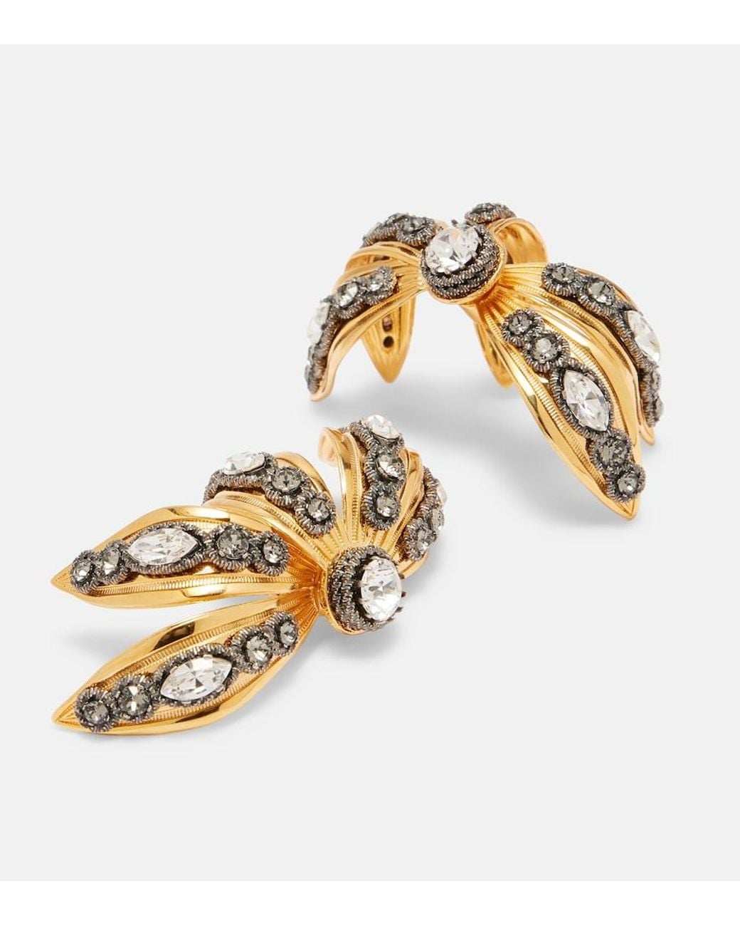 Balenciaga White Bloom Embellished Earrings