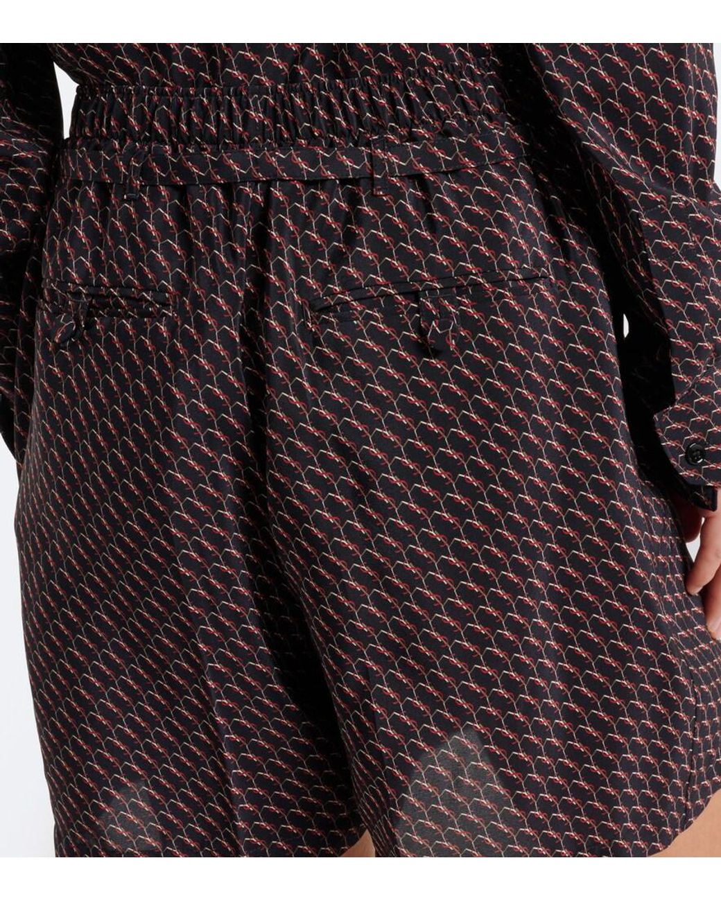 Saint Laurent Black Cassandre Printed Silk Shorts