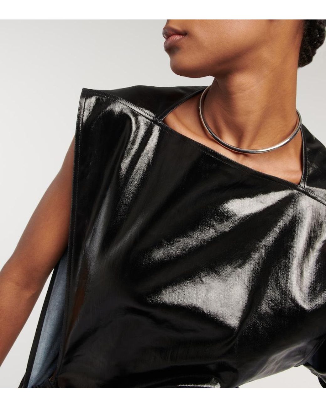 Rick Owens Black Asymmetrical Denim Gown