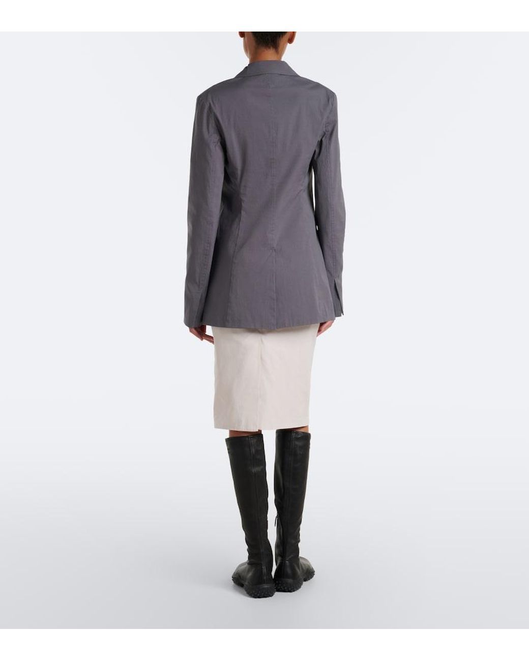 Miu Miu White Cotton-Blend Poplin Pencil Skirt