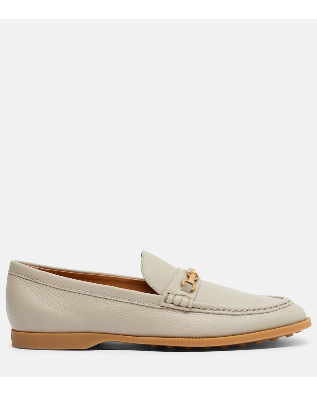 Tod's Natural Embellished Leather Loafers
