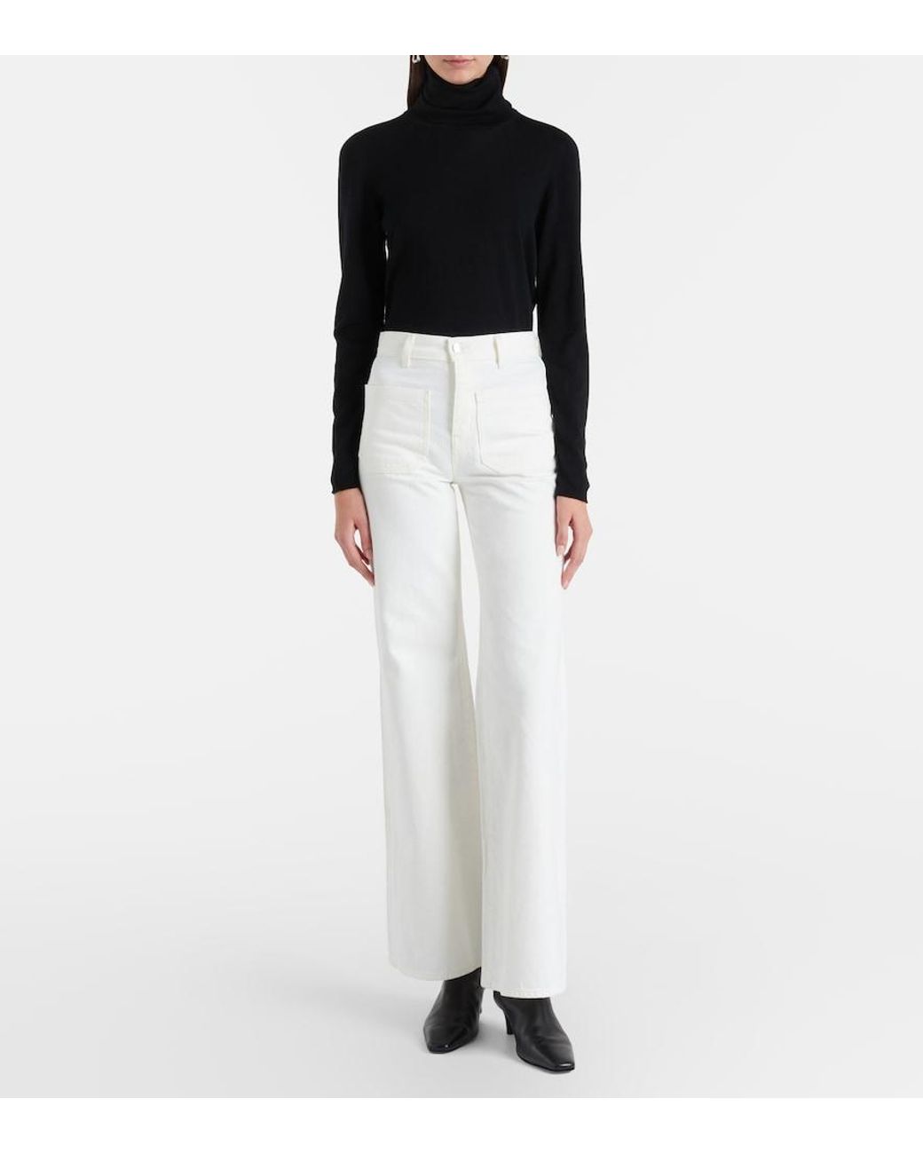 Nili Lotan White Florence High-Rise Flared Jeans