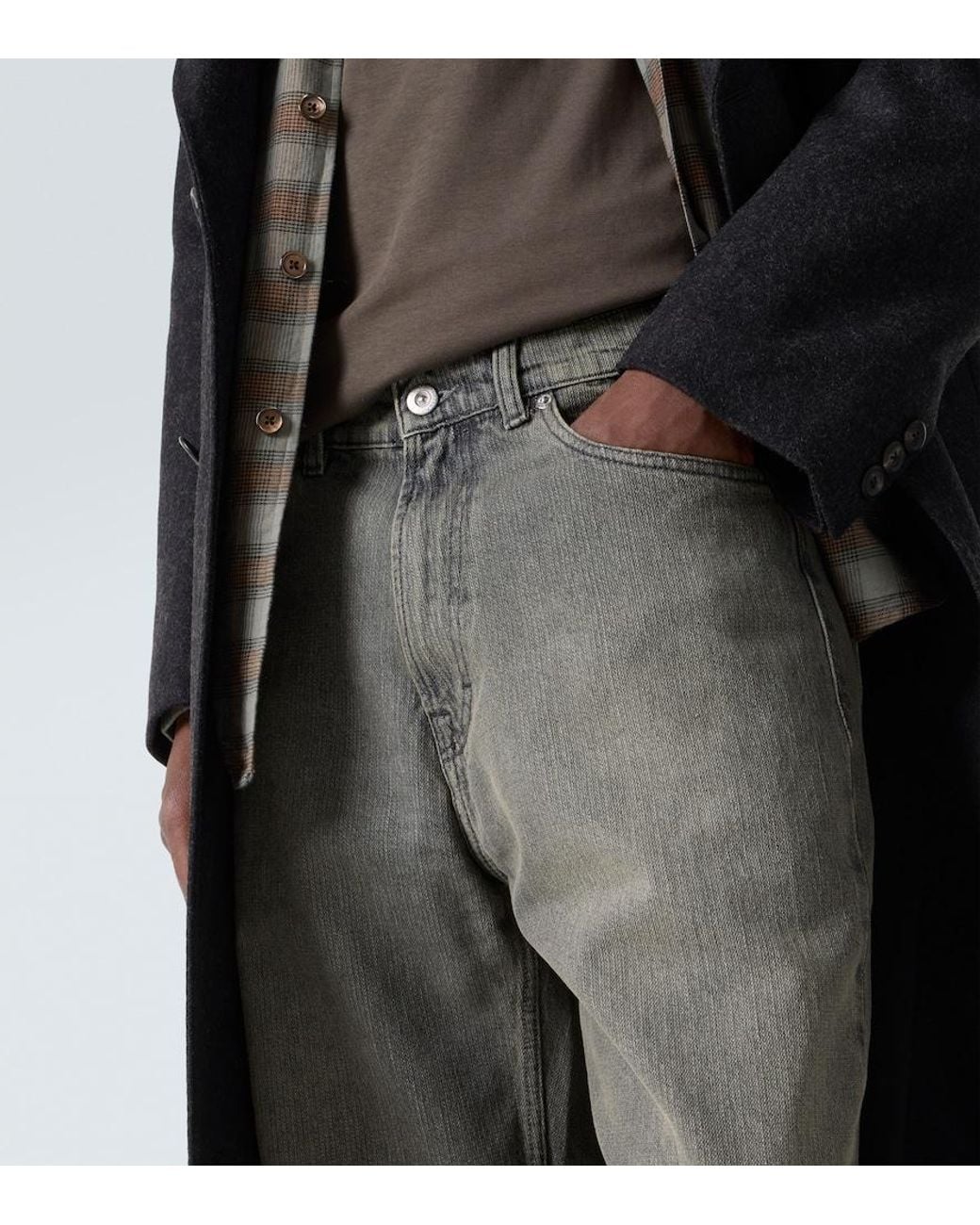 Our Legacy Gray Third Cut Faded Straight Jeans for men
