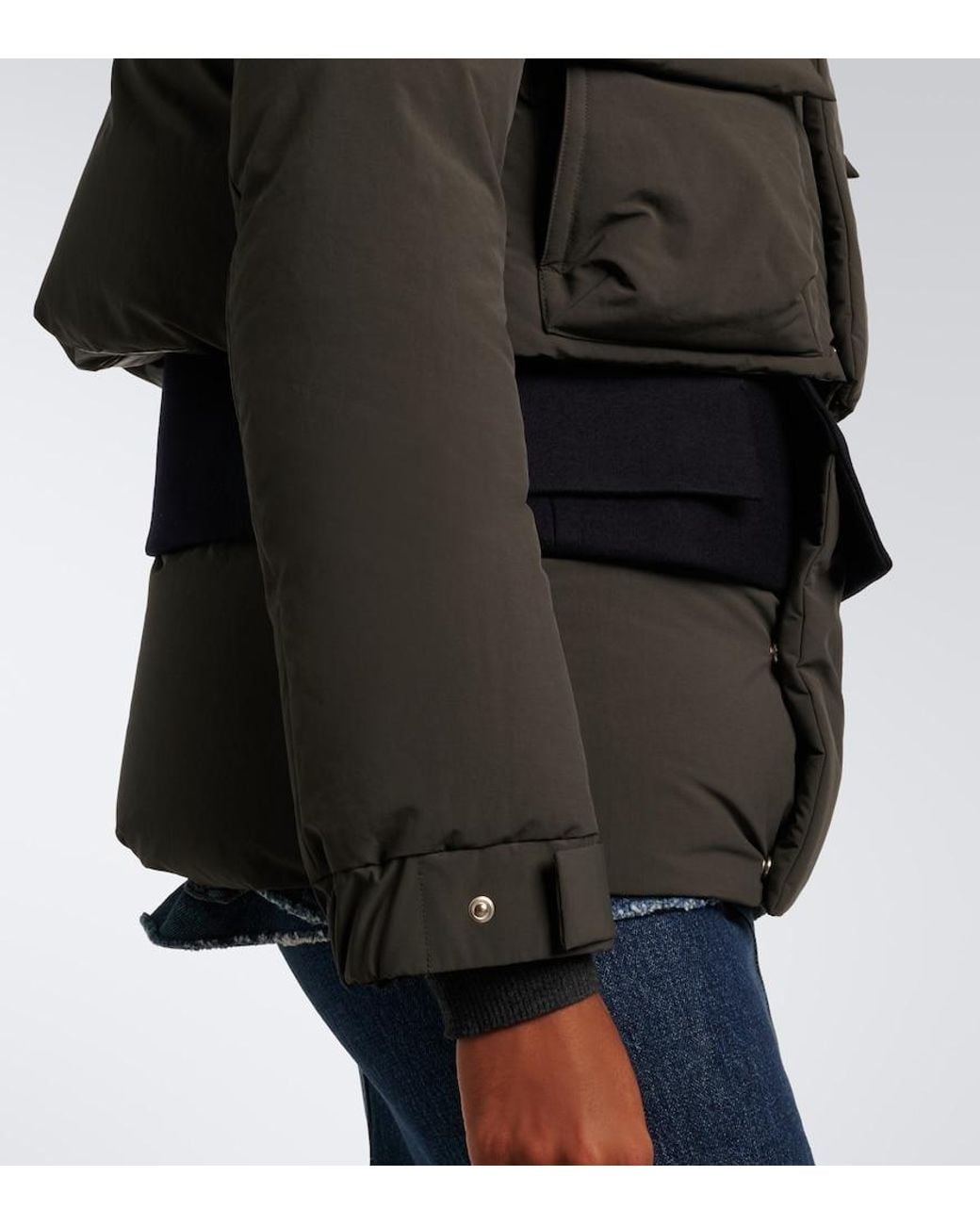 Sacai Black Layered Wool-Trimmed Down Jacket