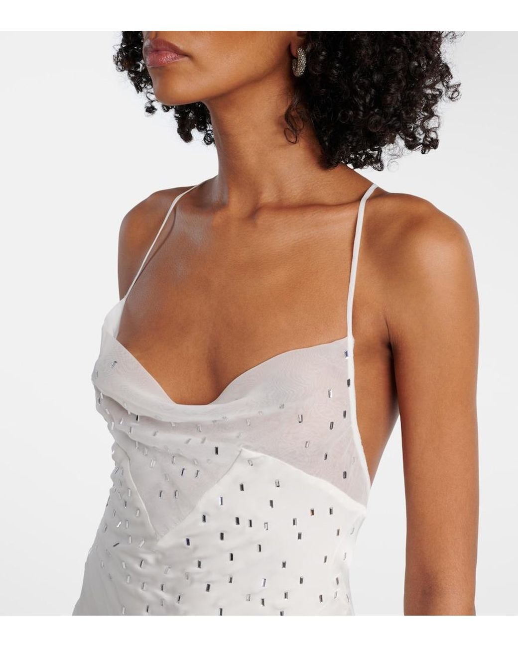 Rabanne White Embellished Sheer Gown