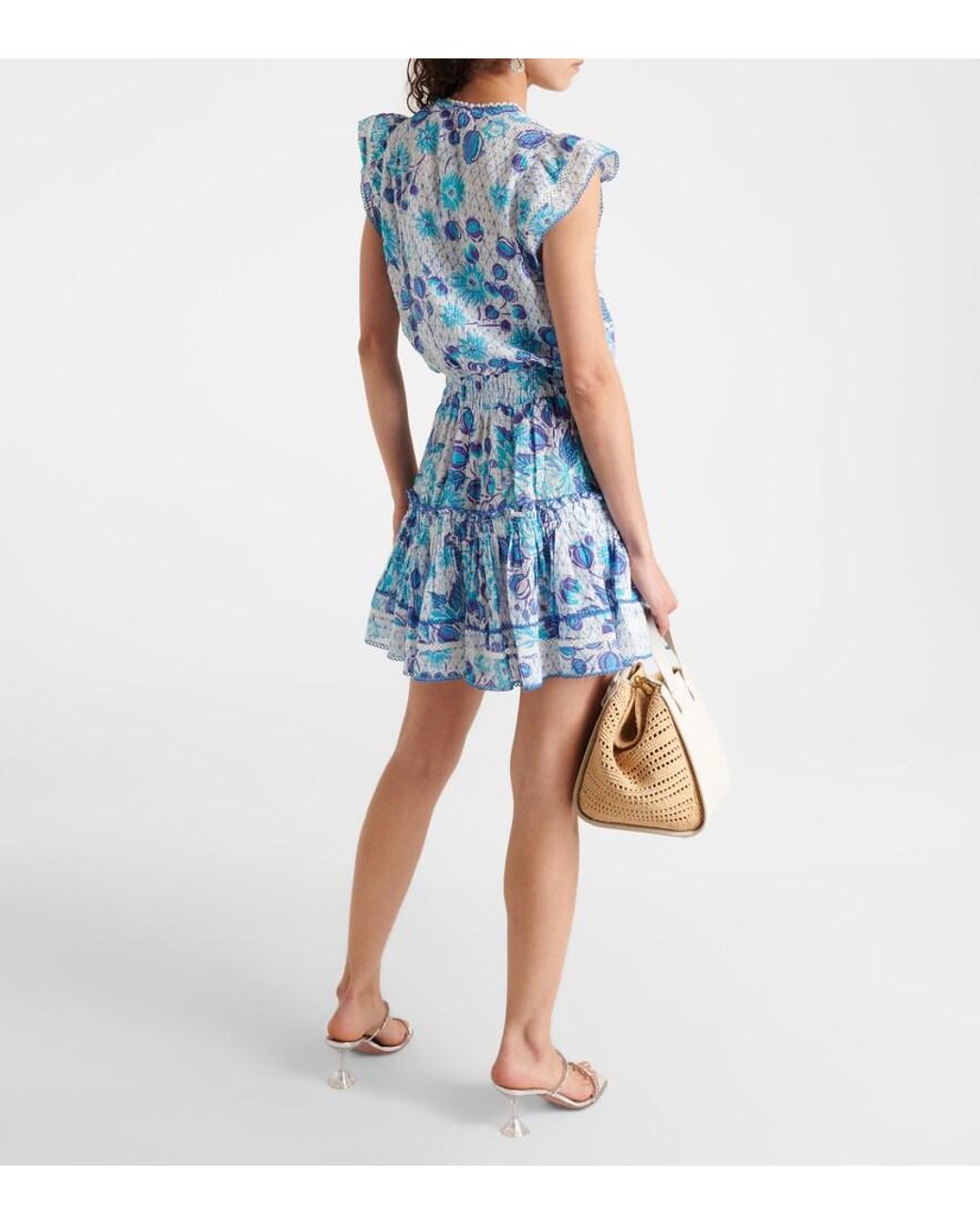 Poupette Blue Anais Printed Cotton Minidress