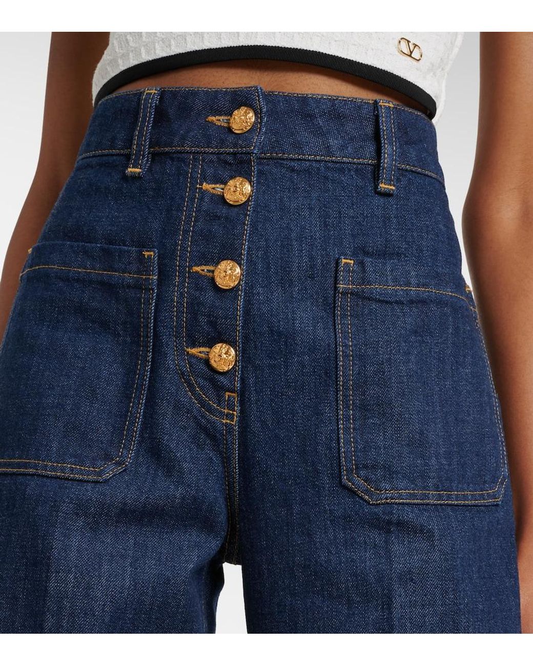 Valentino Garavani Blue High-Rise Straight Jeans
