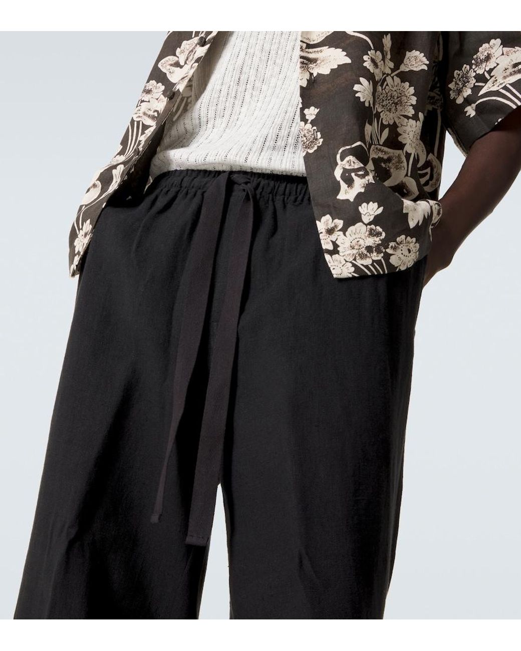 Pantalon Ample En Lin Commas pour homme en coloris Black