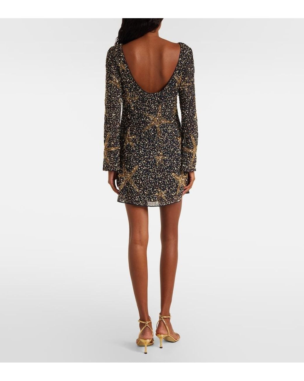 Rixo Black Ilse Sequined Minidress