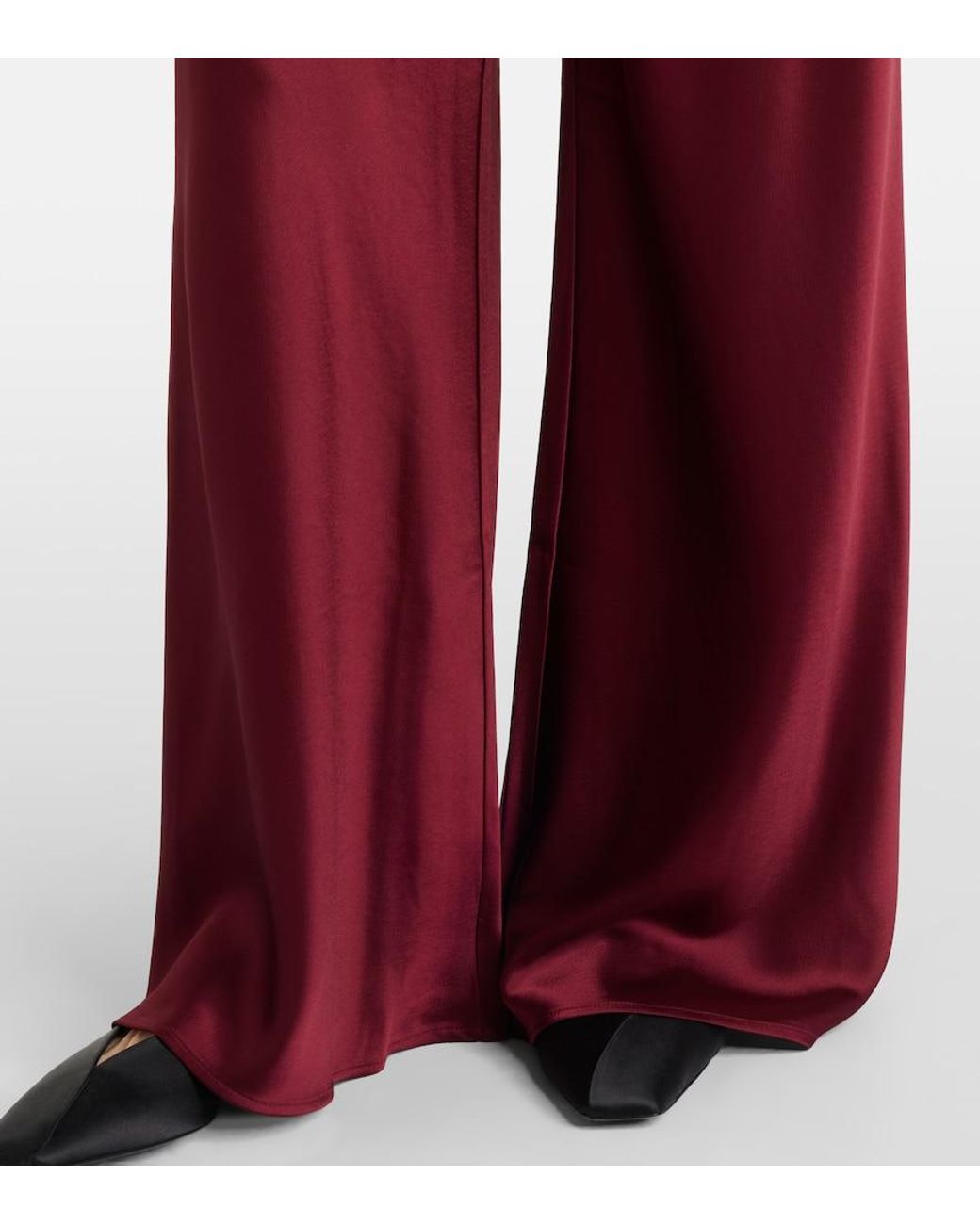 Leset Red Barb High-Rise Satin Wide-Leg Pants